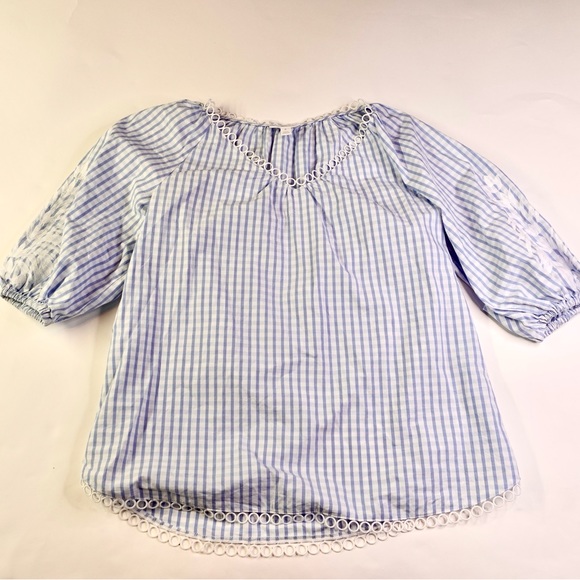 Charter Club Poplin Puff Sleeve Top Size M - Picture 1 of 10